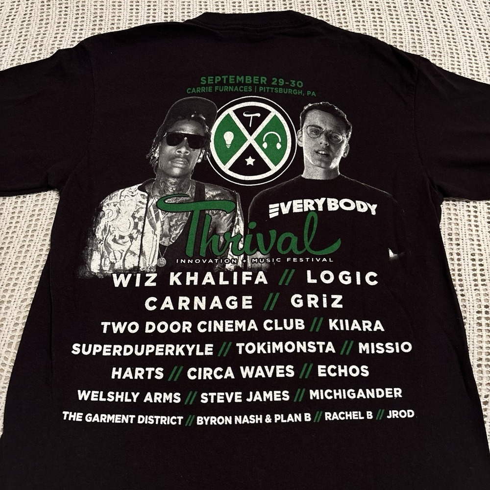 Vintage Y2K rap tee shirt logic wiz khalifa double sided concert t